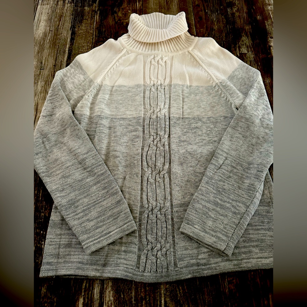 Karen Scott turtle neck sweater ombré gray
